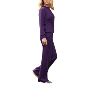 New Women Tracksuit Set Loose Fit Solid Color Sweatshirt And Jogging Pants Heavy Weight Women <b>Track</b> <b>suit</b> - Product Image 3