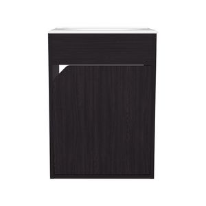 Mobile bagno sospeso Bethel nero a una anta con ampio lavabo in resina e due ripiani contenitore - Product Image 6