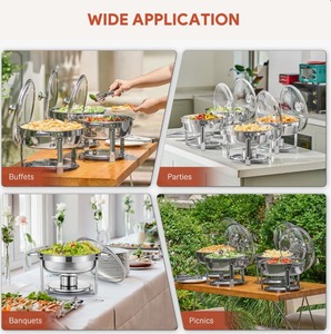 ชุดอุ่นอาหารบุฟเฟ่ต์สแตนเลสทรงกลม 2 ชิ้น ราคาดีที่สุด - Product Image 4