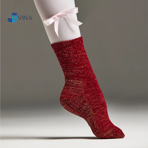 Custom LOGO Pilates <b>Socks</b> Burgundy Color Shiny Fabric Dual Direction Inside Grip <b>Women</b> Anti Slip Yoga Barre Daily Free Design - Product Image 2