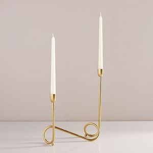 Grand porte-bougie sur pied en métal, support décoratif moderne pour bougies, pour salon - Product Image 1