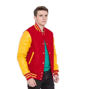 Chaqueta Varsity de Invierno con Mangas en Contraste y Dobladillo Acanalado, Hecha de Poliéster/Algodón Suave, Diseñada para Estudiantes, con Parche Personalizado en la Parte Delantera, Elegante - Product Image 4