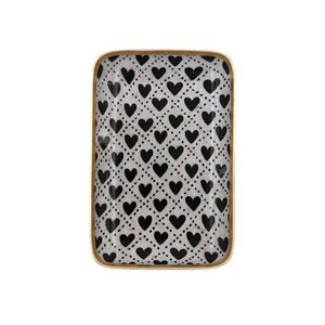 Bandeja de Servir Moderna de Lujo con Borde Dorado y Esmalte, Diseño de Corazones, Bandejas Rectangulares Decorativas de Metal para el Hogar, Hotel, Bodas - Product Image 6