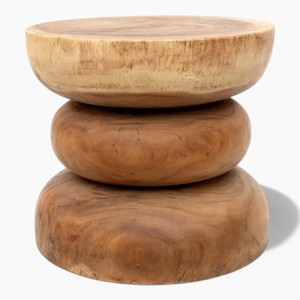Tabouret en bois de suar massif naturel fait à la main, table d'appoint ronde en tronc d'arbre, table d'appoint pour la décoration du salon et du jardin - Product Image 1