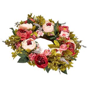 Ghirlanda Decorativa Artificiale Rosa da 19 Pollici con Peonie, Ortensie e Gypsophila, Ghirlande e Decorazioni per Tutte le Stagioni - Product Image 4