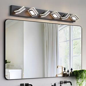 Modern 6 <b>Light</b> LED <b>Vanity</b> <b>Light</b> 40\" Sleek Iron and Acrylic Bathroom Wall Fixture Dimmable Energy Efficient for <b>Mirror</b> Use - Product Image 1