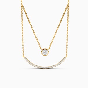 Collar de dos capas con diamante cultivado en laboratorio de 0.28 quilates en oro amarillo, blanco y rosa de 9 quilates. - Product Image 3