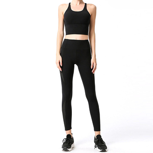 Women Plus Size High Waist Reversible 2-Piece Lightweight Solid Color Gym Wear Quick Dry Workout Fitness Running Yoga Set - Product Image 1