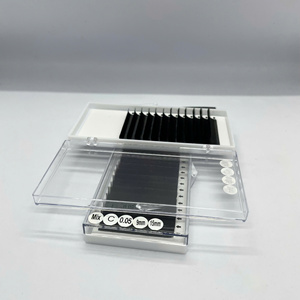Extensions de cils individuelles classiques en gros, plateau de cils coréens en PBT, naturels, doux, noirs mats, cils simples courbure C CC D, qualité supérieure - Product Image 2