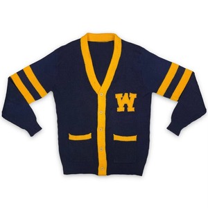 Chaqueta Casual Personalizada con Bordado Chenille de Letras Griegas, Cuello en V, Doble Botonadura, Lana/Acrílico Premium, para Todas las Temporadas, Fraternidad/Sororidad - Product Image 1