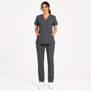 Personalized Medical <b>Scrub</b> Set Women V Neck medical <b>scrub</b> set soft stretch sleeve Healthcare Workwear - Product Image 1