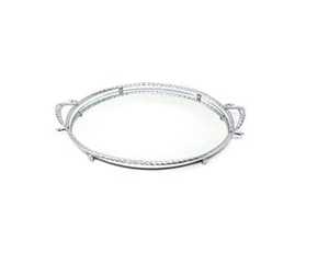 <b>Gold</b> <b>Mirrored</b> Serving Tray <b>Rectangular</b> Metal Filigree Decorative Tray with Handles for Wedding Party Tea Coffee Table - Product Image 2