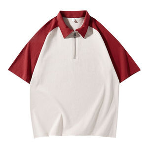 Camiseta de Manga Corta para Hombre con Cuello Alto y Cierre de Cremallera, Personalizada con Logotipo Impreso por Transferencia Térmica, 100% Poliéster Tejido, Estilo Casual y Color Sólido - Product Image 3