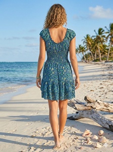 Robe coréenne pour femme, printemps, écologique, coupe trapèze, longueur genou, en soie, col en V, sans manches, ourlet à volants, imprimé floral, sexy, mignonne, douce, style Y2K - Product Image 5