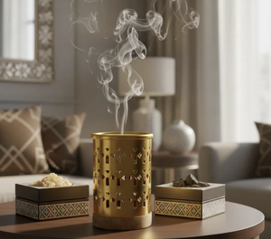 Luxury Metal <b>Incense</b> <b>Holder</b> with Elegant Cutwork Designer <b>Incense</b> Burner for Home Fragrance & Ramadan Decorative Bakhoor <b>Incense</b> - Product Image 6