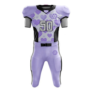 Youth American Football Uniform Set V Neck Jersey <b>Mesh</b> <b>Pants</b> Teamwear with Embroidery Logo Number Printing - Product Image 2