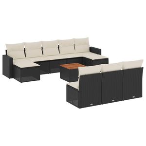 Conjunto de Sofás de Jardín en Negro y Blanco Crema - Product Image 2