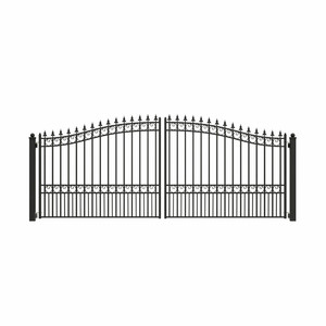 Puerta de Entrada de Acero Negro Resistente, Puerta de Jardín Metálica de Doble Hoja, Puerta Principal de Seguridad Decorativa de Hierro Forjado - Product Image 5