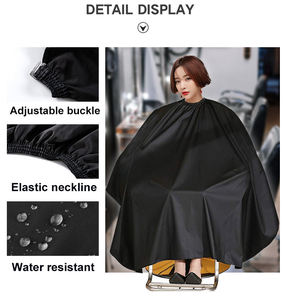 Cape de coiffure professionnelle, résistante à l'eau, en polyester, anti-adhésive, avec fermeture réglable au cou, logo personnalisé - Product Image 3