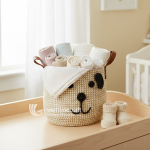 Cesta de Almacenamiento Tejida con Diseño Animal, Asas de Cuero, Ecológica, de Mimbre, para Juguetes, Ropa, Cocina, Armario, Baño - Product Image 4