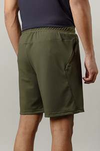 Shorts Bermuda pour homme à séchage rapide, couleur olive vert uni, taille à cordon de serrage, shorts décontractés pour l'entraînement avec poches zippées - Product Image 5