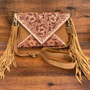 Bolso bandolera de cuero de gamuza a la moda para mujer precio de fábrica al por mayor bolso con flecos estilo occidental bolsos de mano con sobres - Product Image 2