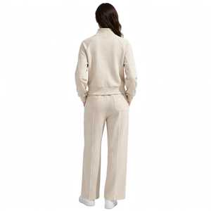 Conjunto Deportivo para Mujer de Color Sólido con Cierre de Cremallera, Chaqueta con Cuello Alto y Pantalones con Dobladillo Dividido - Product Image 2
