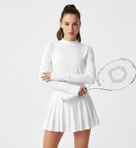 Nouvelle robe de tennis 100% polyester, taille élastiquée smockée, manches entièrement ajustées, écologique, respirante, séchage rapide - Product Image 6