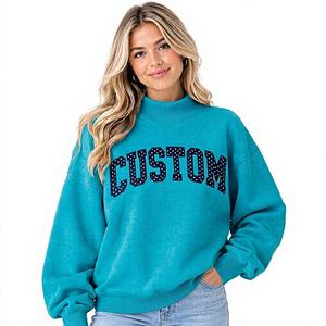 Sudadera de forro polar para mujer, estilo moderno, holgada, de cuello alto simulado, en colores sólidos, informal, para el invierno. - Product Image 1