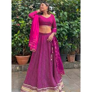 <b>Charming</b> Purple Leheriya Printed Georgette Festival Wear Lehenga Choli for Wedding Apparel - Product Image 5