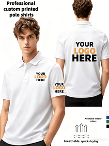 Custom Printed Cotton Men's Polo Shirt White Breathable Quick Dry Work Fashion Uniform ODM Service Oeko-<b>Tex</b> Certified Reflective - Product Image 2