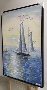 ภาพวาดภูมิทัศน์เวียดนามสมัยใหม่ภาพวาดสีน้ํามันบทคัดย่อมือทาสีเรือสําหรับตกแต่ง - Product Image 2