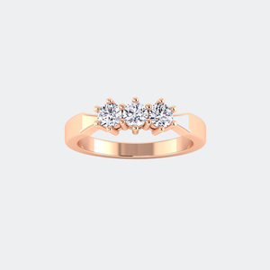 0.70 CTW Three-<b>Stone</b> Round Brilliant Diamond Ring in Classic Prong Setting for Women Elegant Fine Jewelry - Product Image 6