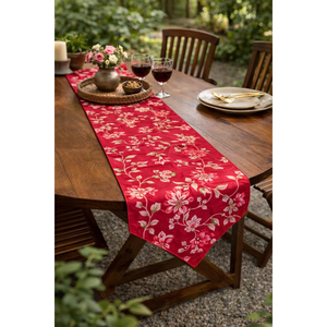 Designer Dark Pink Floral <b>Table</b> <b>Runner</b> Poly Cotton Dining Linen for Home and Hotel Use Low MOQ India Manufacturer - Product Image 1