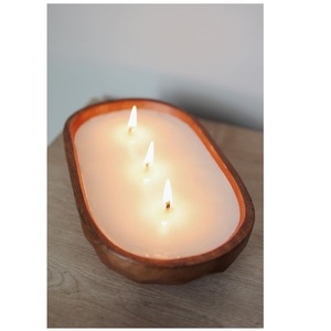 Bol à bougie en bois étoilé fait main en gros, bol en cire de soja parfumée, bol en bois rustique sculpté à la main, bougie décorative pour la maison, cadeau de Noël - Product Image 4