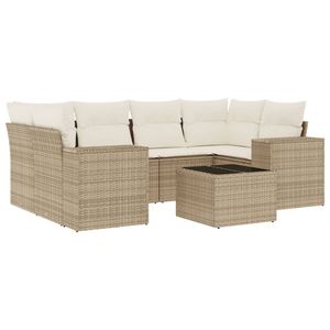 Ensemble de canapés de jardin en rotin PE beige crème blanc 7 pièces - Product Image 2