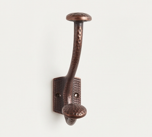 Artisanal Rustic Metal Wall Mounted Double <b>Hook</b> Handmade Copper Finish <b>Coat</b> Rack For Storage Organization Home <b>Decoration</b> - Product Image 3