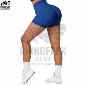 Short de yoga sans couture taille mi-haute pour femme, respirant, à compression, avec logo personnalisé, en tissu Spandex/Polyester, idéal pour la course et le cyclisme – Prix abordable - Product Image 5