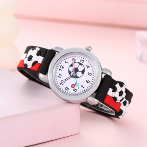 3D Embossed Striped Silicone Strap <b>Football</b> Pattern Children <b>Watch</b> Cute Elementary School Student Gift <b>Watch</b> - Product Image 2