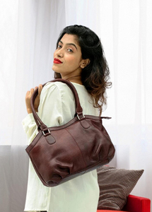 Bolso de Mano Casual de Cuero Genuino Color Borgoña para Mujer, con Cierre de Cremallera, Lujoso, Duradero, para Uso Diario - Product Image 5