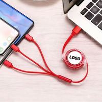 Cadeau promotionnel, vente en gros d'usine, logo personnalisé, chargeur portable rétractable 3 en 1, câble de données USB à charge rapide 3A, 100 cm, iOS, Android