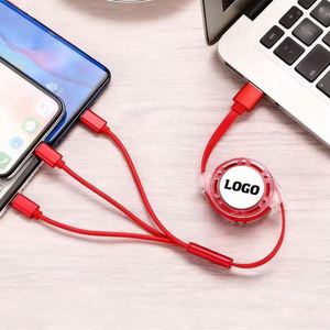 Promo Gift Factory Wholesale Logo 3-In-1 Retractable Portable <b>Charger</b> 3A Fast Charging Usb Data Cable Ios & Android Pvc - Product Image 4