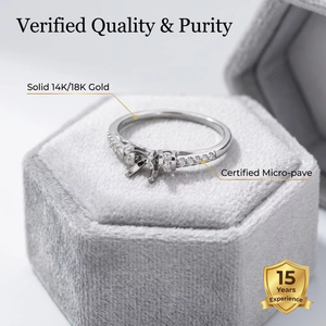 Élégante bague de fiançailles semi-montée en or massif 18 carats avec accents de diamants naturels, monture de mariage, MOQ 1 pièce - Product Image 3
