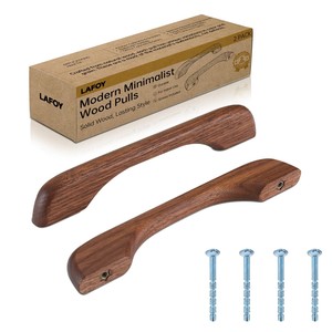 Elegante mango curvo en forma de S de madera de olmo |   Tiradores de Madera para Cajones al por Mayor - Product Image 4