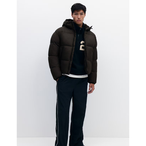 Custom Logo Men's Warm Winter Quilted Puffer <b>Jacket</b> Windbreaker <b>Padded</b> Thick Black <b>Hooded</b> Bubble Puffer <b>Jacket</b> Duck Down OEM - Product Image 2