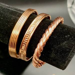 Pure Copper Grooved and Twisted <b>Rope</b> Open Cuff Therapy <b>Bracelet</b> Handmade Embossed Luxury Fashion Jewelry - Product Image 1