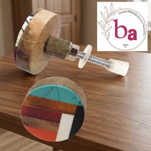 Epic Modern Resin Wood Brass Drawer <b>Door</b> Knobs <b>Pull</b> <b>Handles</b> for Kitchen Living Room Bedroom Gym Wardrobe Cabinet Hotel - Product Image 3