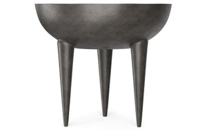 Mesa de Centro Redonda de Metal Moderna y Elegante con Patas Cónicas, Acabado Gris Oscuro, Muebles para Sala de Estar - Product Image 6