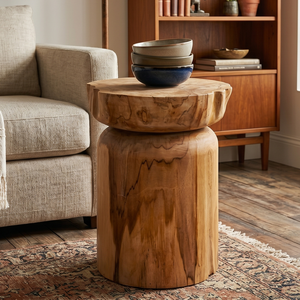 ARTERRA Premium Handmade Rustic Teak Natural Cylinder Stool-Handcrafted Solid Wood Living Room Furniture for Apartment & Villa - Product Image 4