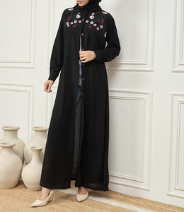 Hot <b>Sale</b> Beautiful Dubai Women Abaya Traditional Islamic Muslim Clothing & Accessories Floor Length Long Sleeves Front Open - Product Image 1
